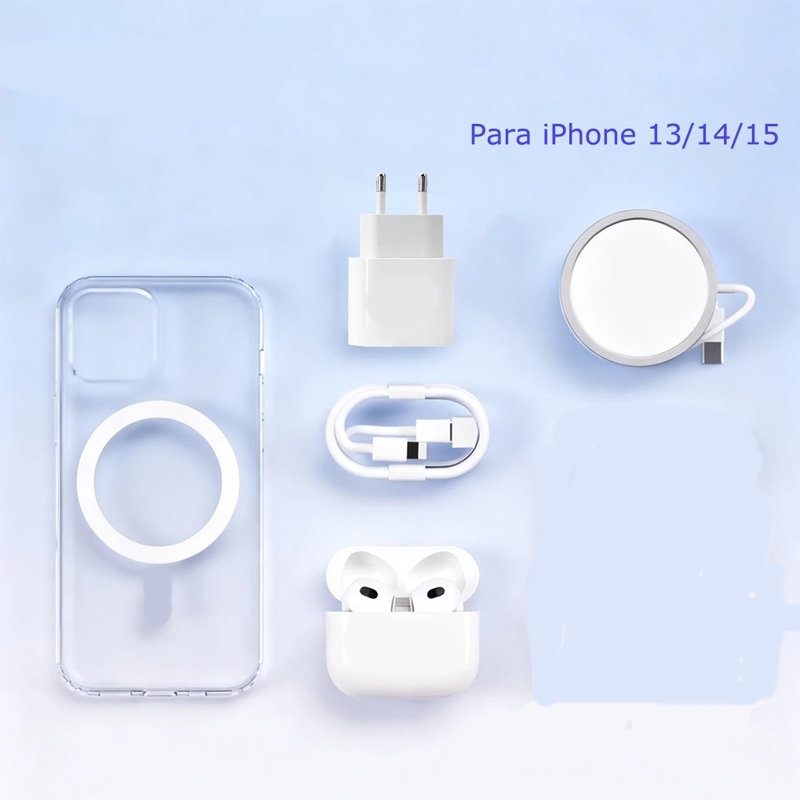 Kit 5 Em 1 Conjunto De Carregador Para iPhone + Fones De Ouvido + Capa De Telefone ip12 12pro 13/14 16