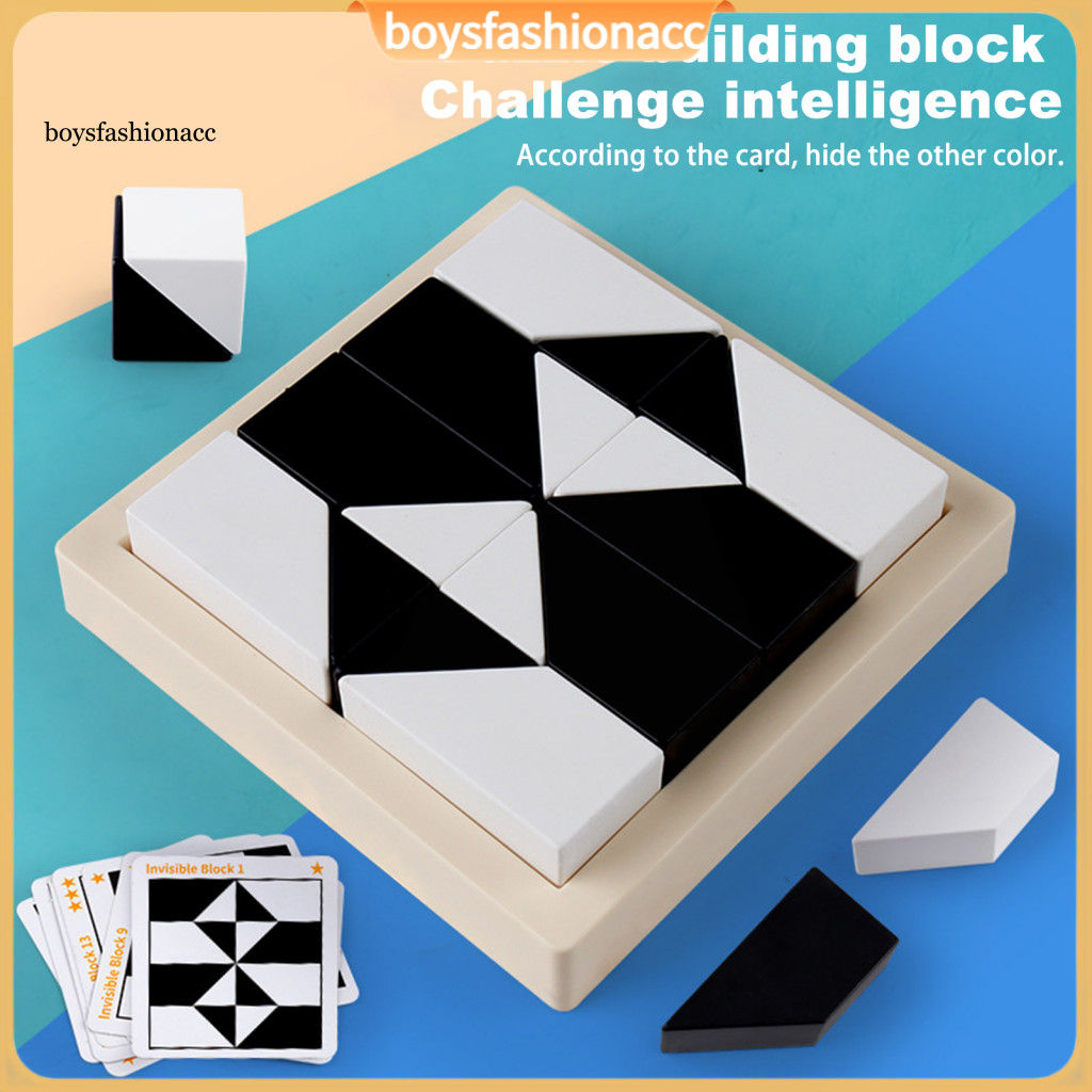 1 Set Black and White Building Block Puzzle for Toddlers Hidden Brick Board Game Geometric Shape Cognition Spatial Imagi