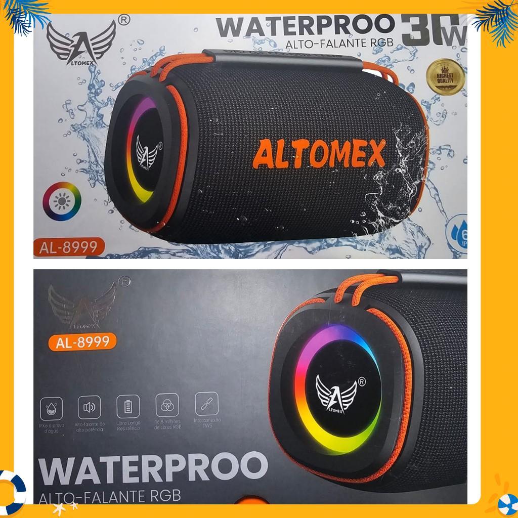 Caixa De Portátil Compacta Potente 30 W À Prova D'Água Luz Led RGB TWS Fm  Som Stéreo Duplo