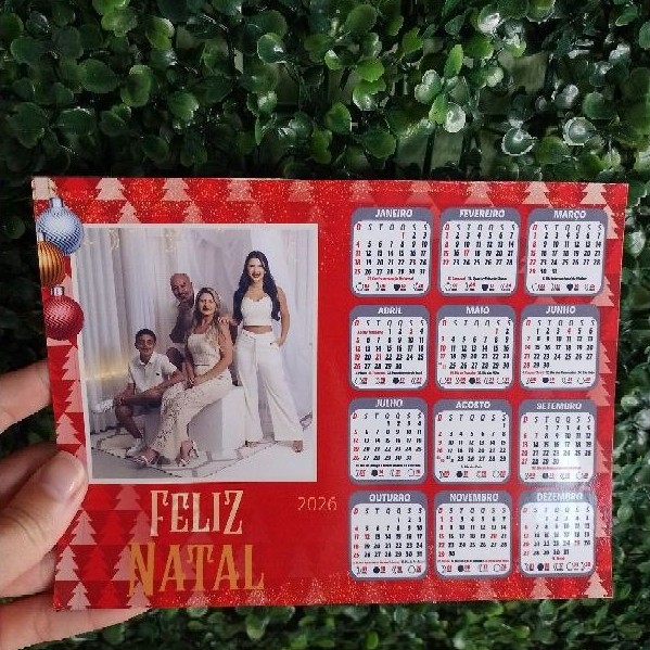Calendário 2027 de Natal com imã de geladeira personalizado