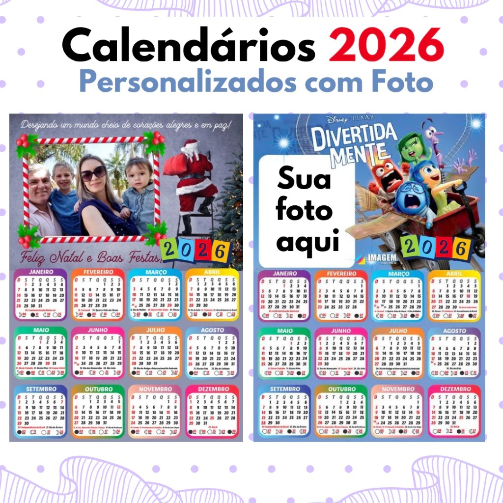 Calendário Personalizado Plastificado 2026 A4 com Foto, Frase ou Logo