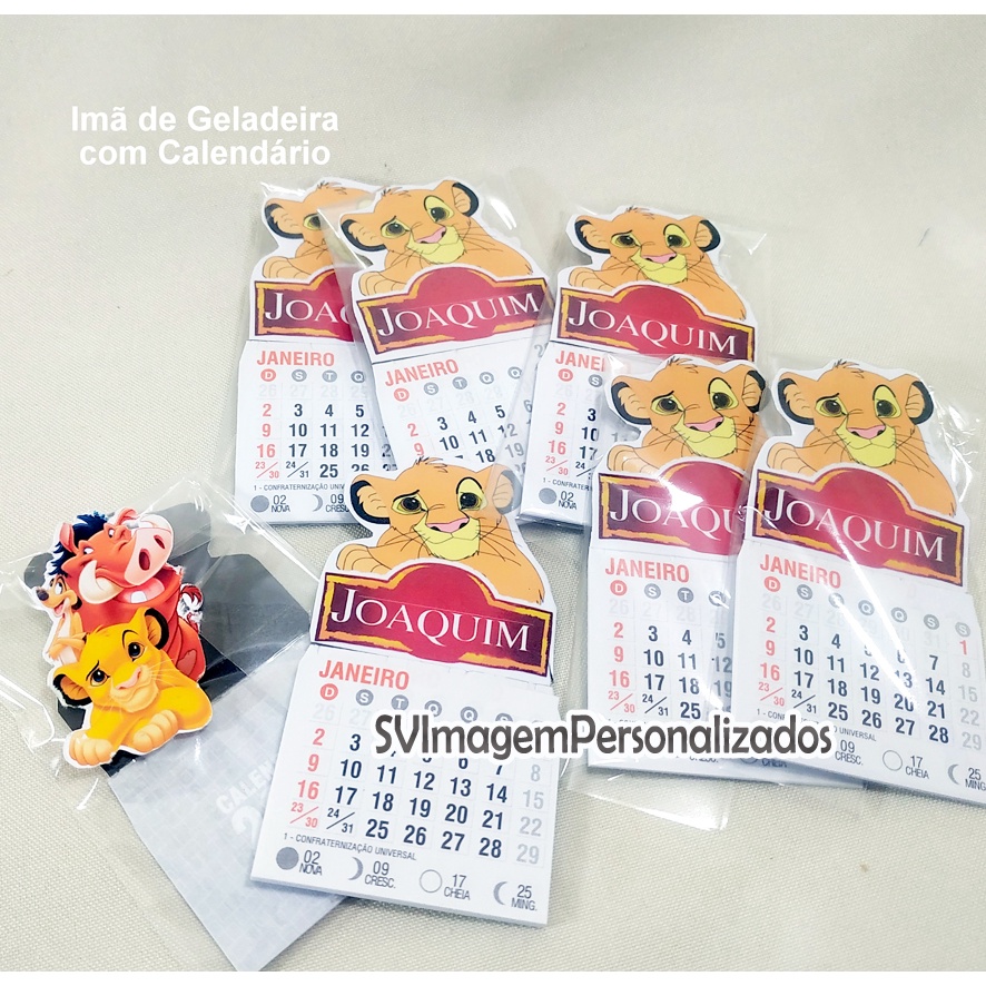 Imã de Geladeira com MIni Calendário 2026 Personalizado para Lembracinha de Aniversário Vários temas