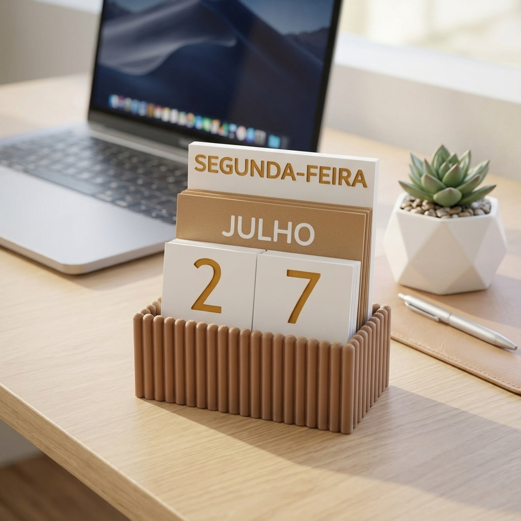 Calendário Perpétuo de Mesa 14 cm Ajuste Manual Decorativo para Escritório e Home Office