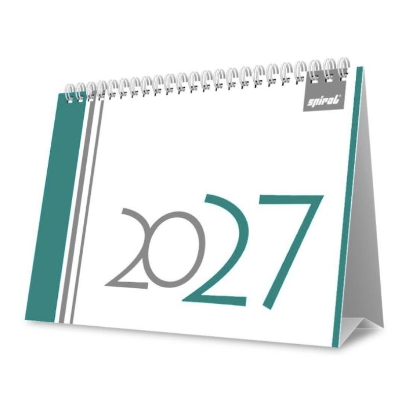Calendário de mesa 2027, Spiral verde.