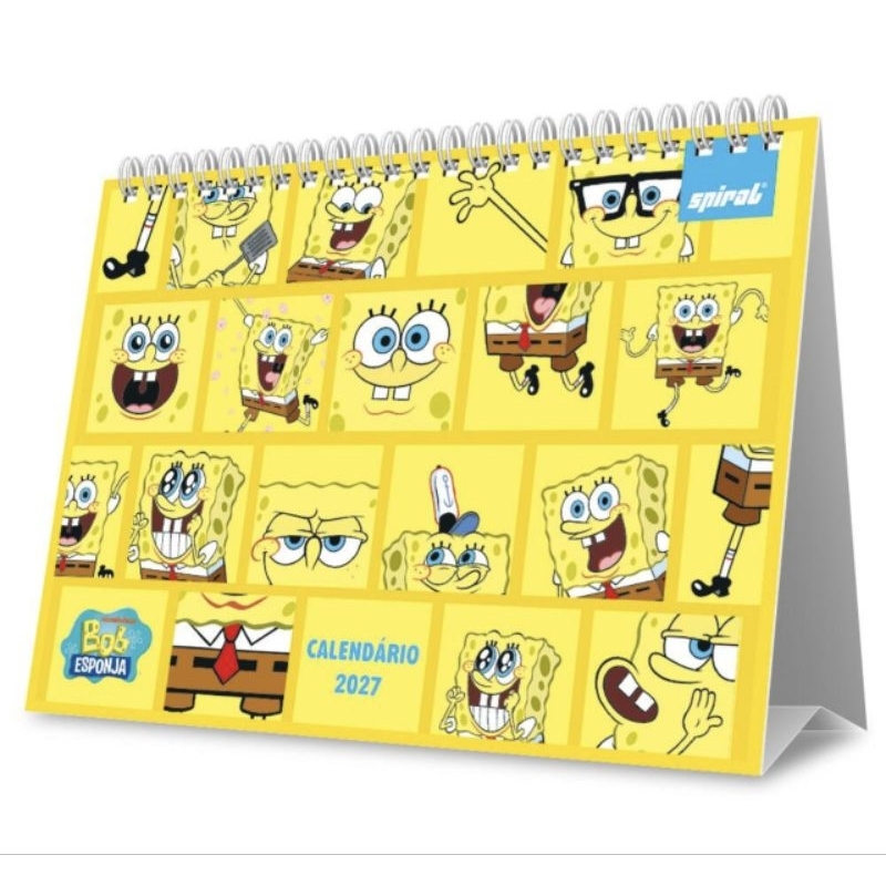 Calendário de mesa Bob Esponja, 2027 Spiral.