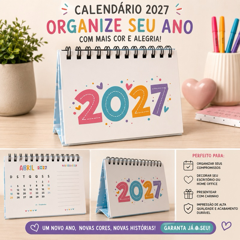 MODELO 2027 - CALENDÁRIO A6 DE MESA COLOR