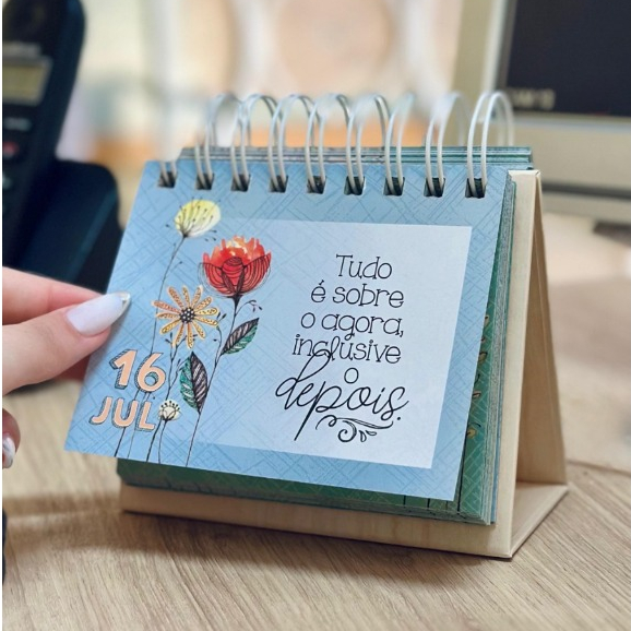 Calendário Permanente de Mesa 365 Mensagens Uma Por Dia Inspirador Motivacional Floral