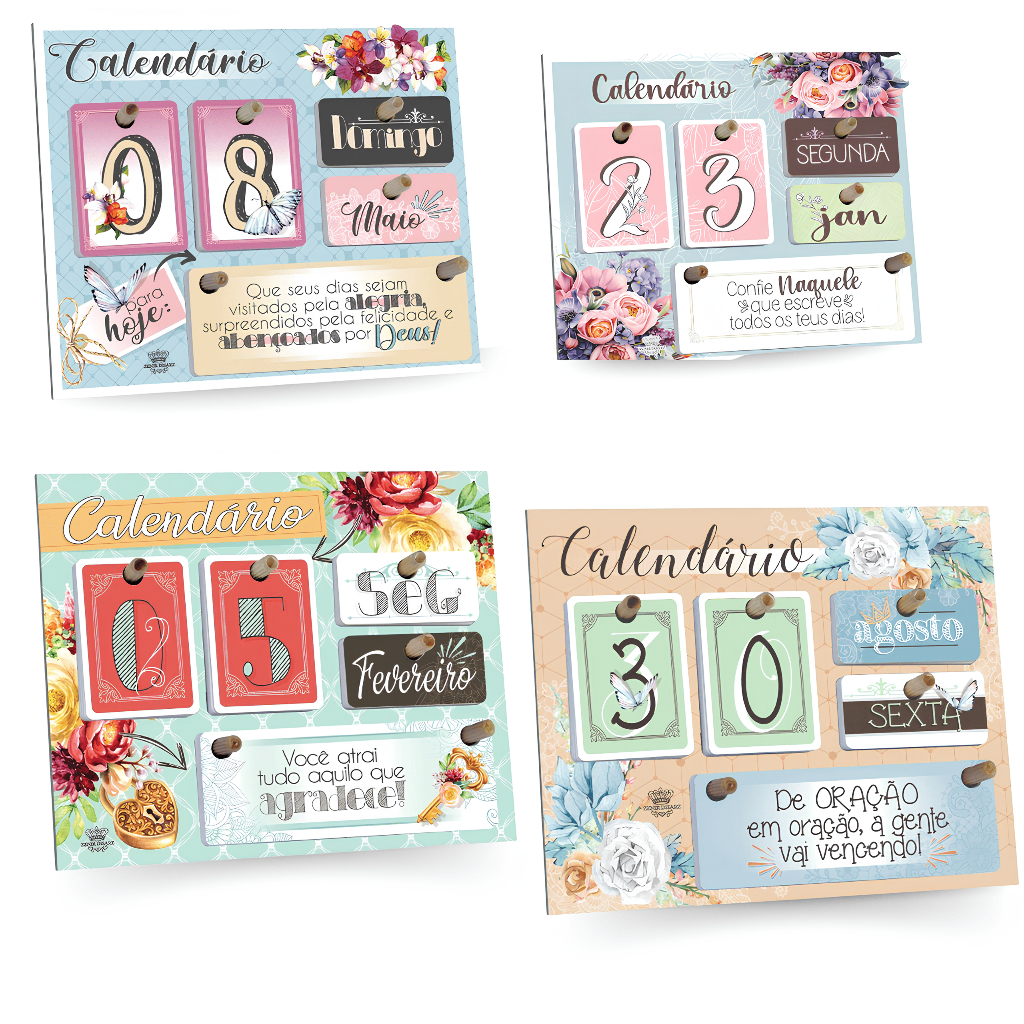 Calendário Decorativo Permanente de Madeira com Plaquinhas