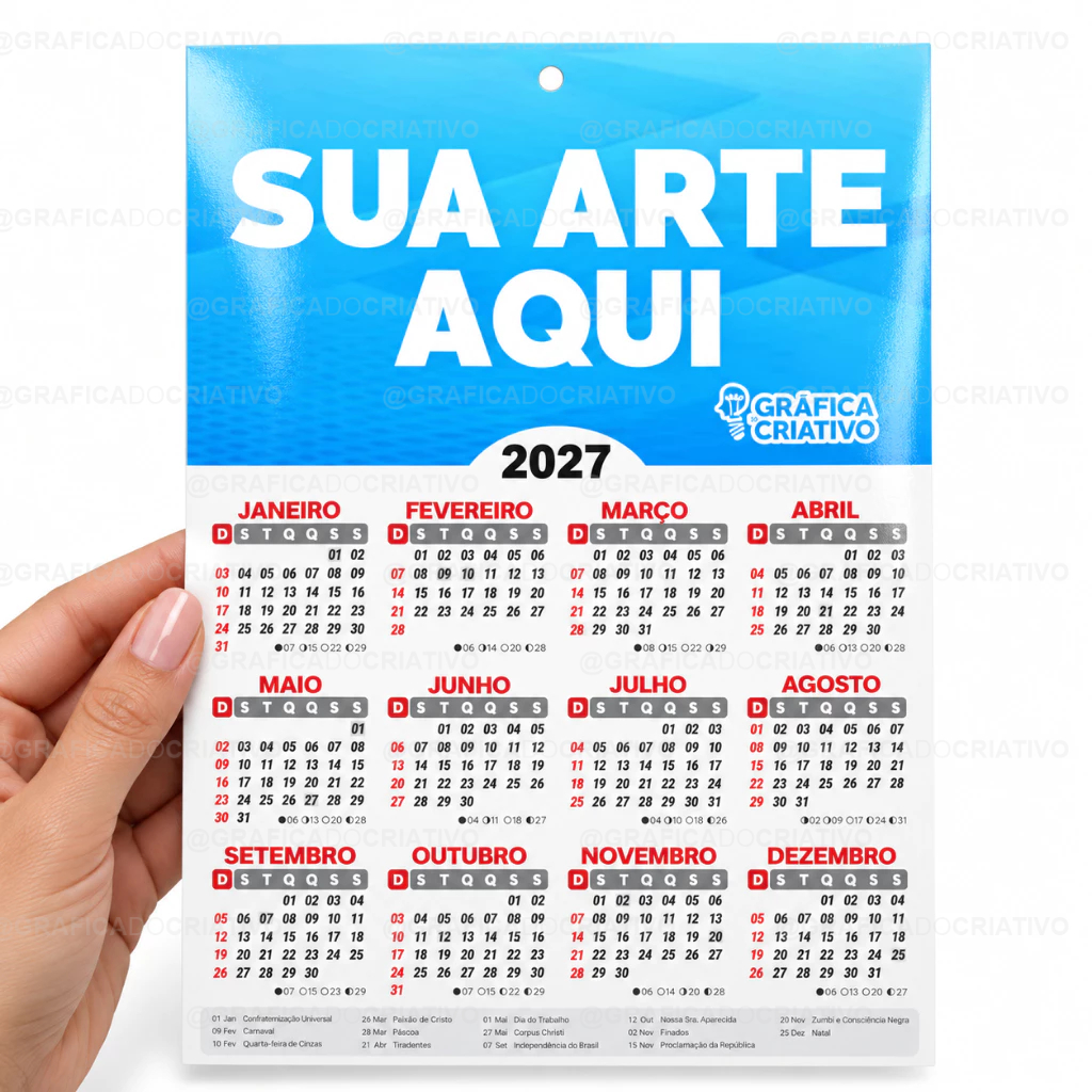 Calendários Personalizados 14x20cm - 20~50und