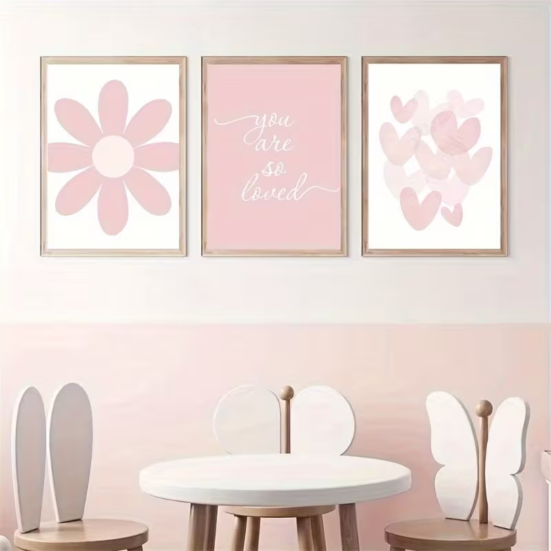 Quadro Decorativo Cute Pink - Margarida, Frase e Corações