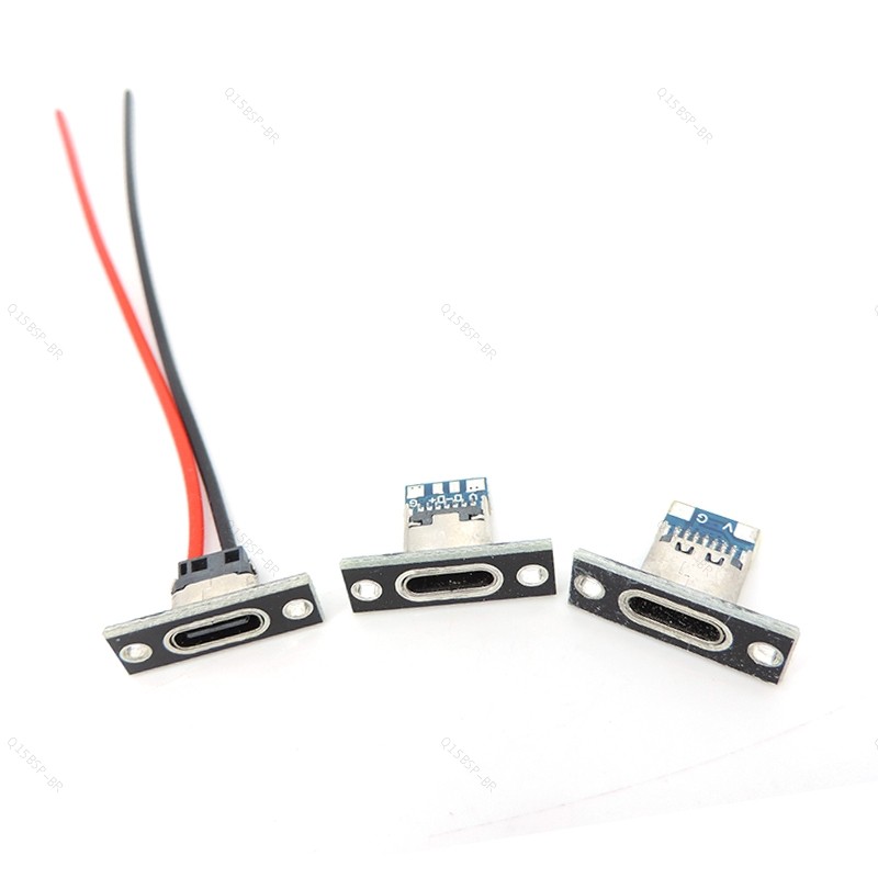 2Pin 4Pin TYPE-C Fêmea Carregamento Jack 2 Junta De Solda USB Micro Cinto Linha Cabo Conector Adaptador De Tomada Plana