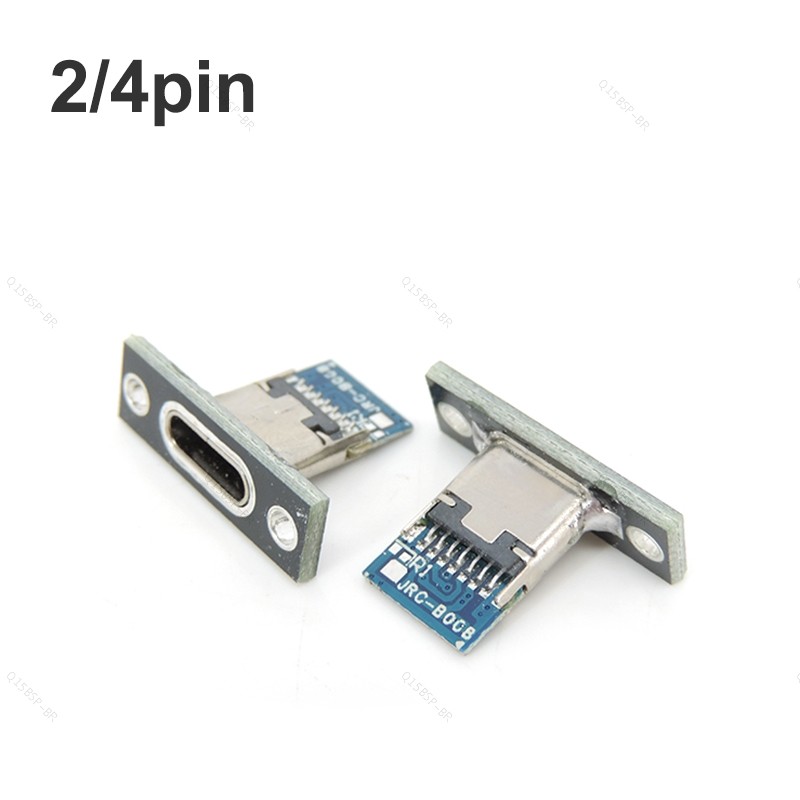 2p 4p Tipo-C USB Jack 3.1 2Pin 4Pin Conector Fêmea Porta De Carregamento 3.1 Soquete Placa De Fixação BR15B