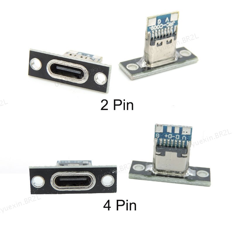 2Pin 4Pin Tipo-c USB Jack 3.1 Conector Fêmea Porta De Carregamento Montagem Soquete Placa De Fixação BR2L