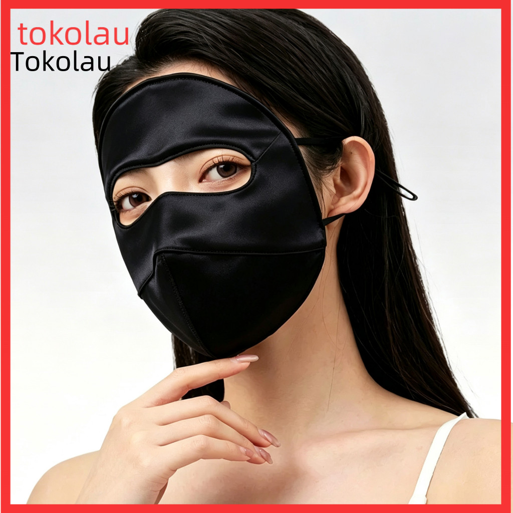 Washable Uv Resistant Silk Mask Adjustable Breathable Face Cover Full for Women – Protection Sun Shield with Straps fo