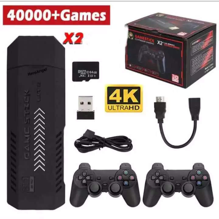 GAMEPAD WIRELESS GAMESTICK 2,4G 3D X2 64GB RETRO 2 CONTROLES SEM FIO COR BLACK