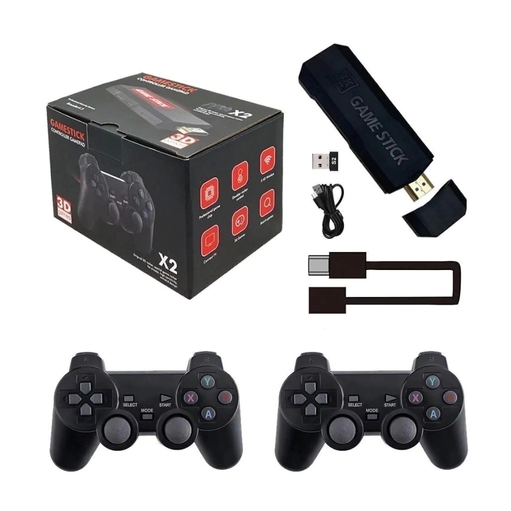 Game Stick Controller Gamepad X2 3D Wireless 4K Retro – Diversão Clássica em Alta Definição!