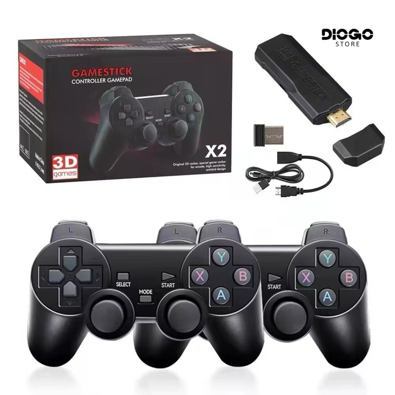 Game Retro Stick M15 / X2 e Lite SJGAM 2.4 WIRELESS– Videogame Retrô HDMI com 2 Controles 3D 4K mais de 20 mil jogos