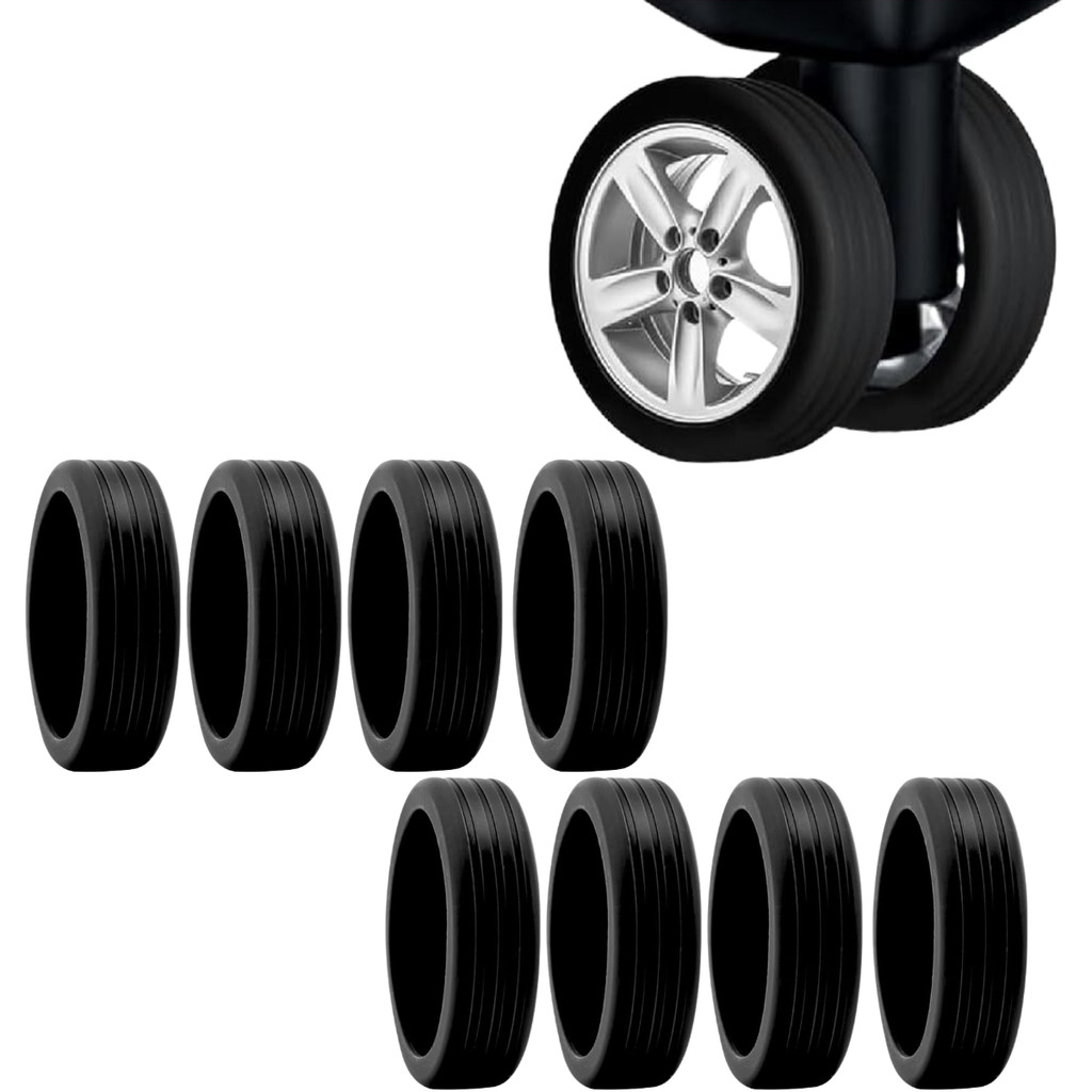 8Pcs Protetor De Bagagem De Rodas Capa Silicone Anti Ruído Sujeira