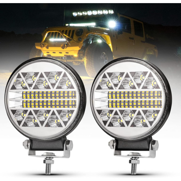 Kit2 Par Farol Milha Led Redondo 102w Bivolt Spot Flood Universal