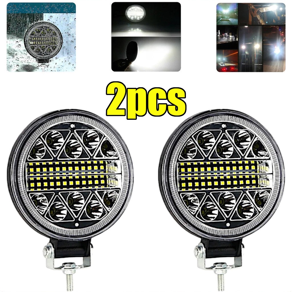 Kit2 Par Farol Milha Led Redondo 102w Bivolt Spot Flood Universal