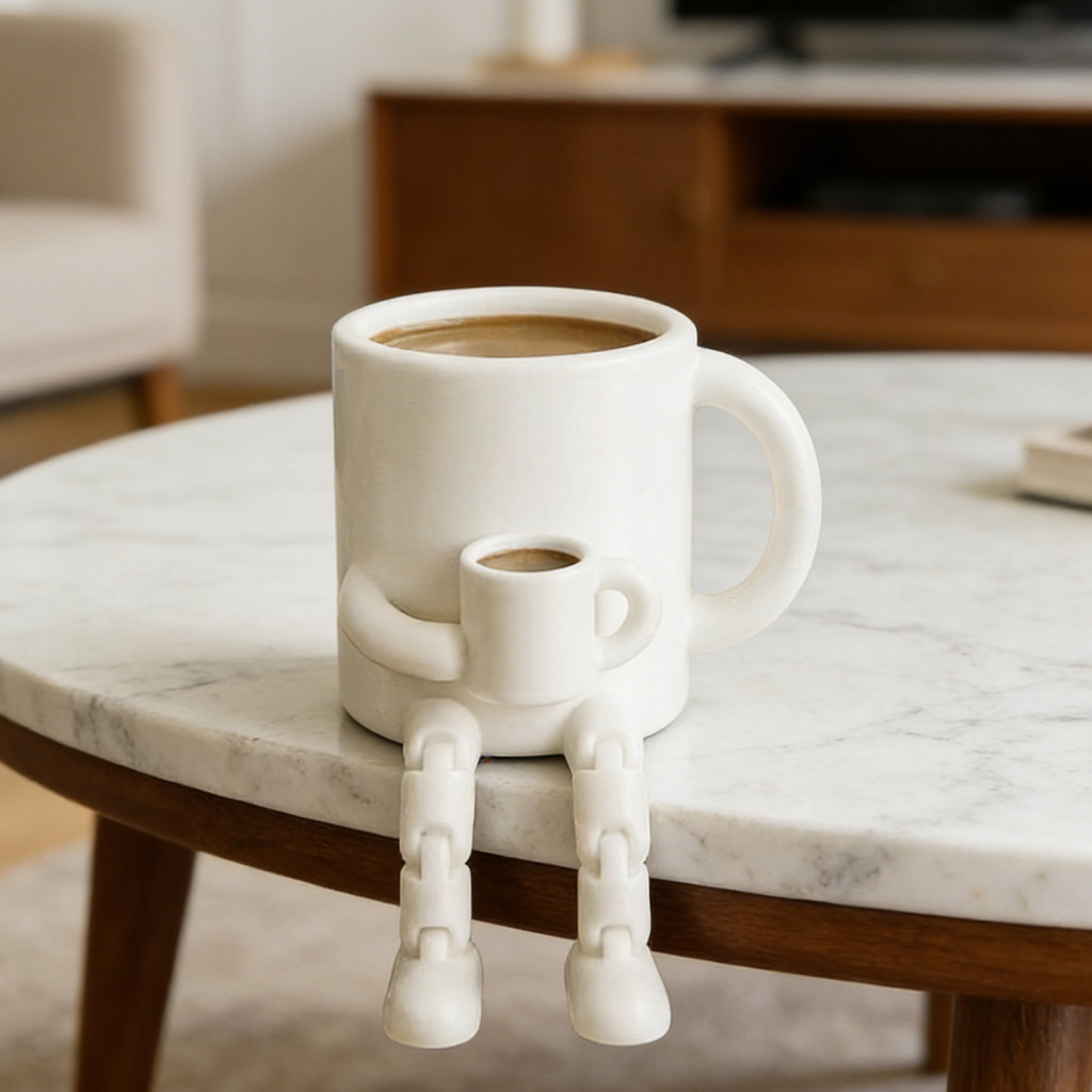 Coffee Corner Decoration Articulated Cup 3d Printed Figurine Set – Moka Pot Mug Bean Chocolate with Legs Cute Office H