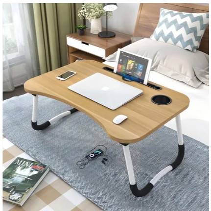 Mesa Dobrável Portátil P/ Notebook Home Office Cama Refeição Com Porta Copo em MDF