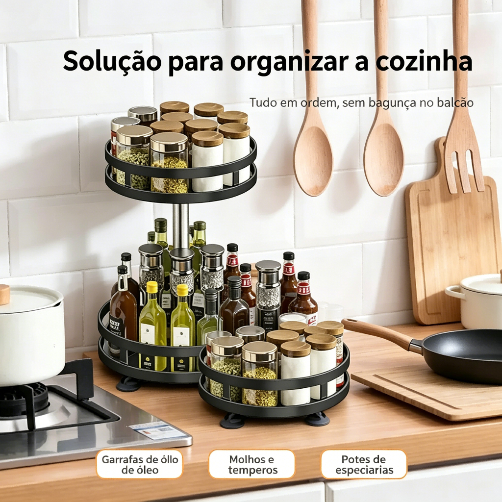 360° Rotating Organizer Multipurpose Kitchen Bathroom Office Plastic Shelf Rotation Home