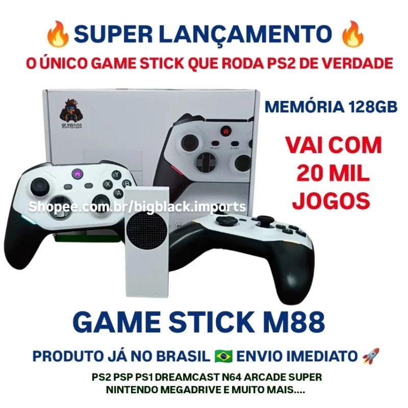 Game Stick Console De Jogos Retrô M88 Original Mais De 20Mil Games Videogames Retrô