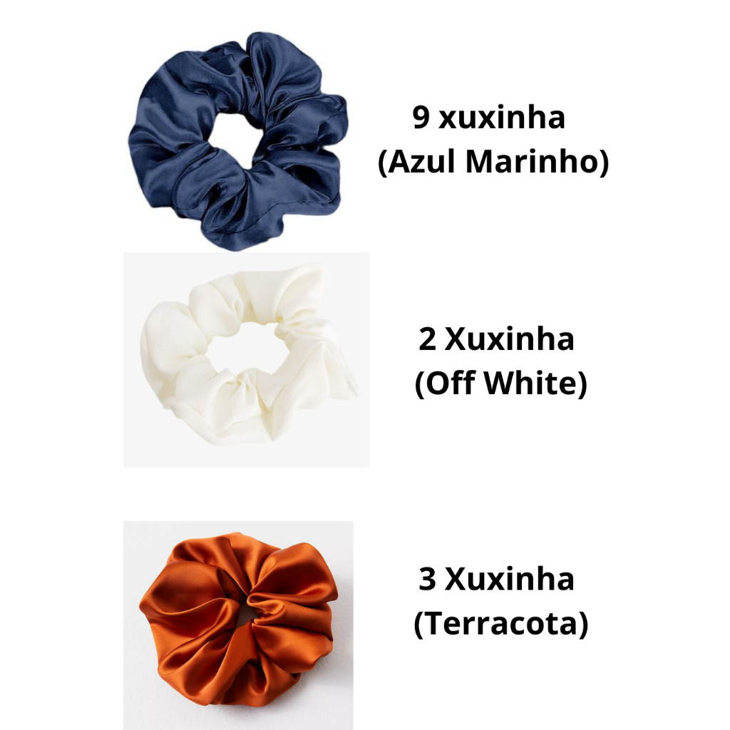 Kit de Scrunchies - 14 Unidades - Azul Marinho, Off White e Terracota   >Lembrancinha de Madrinha De Casamento