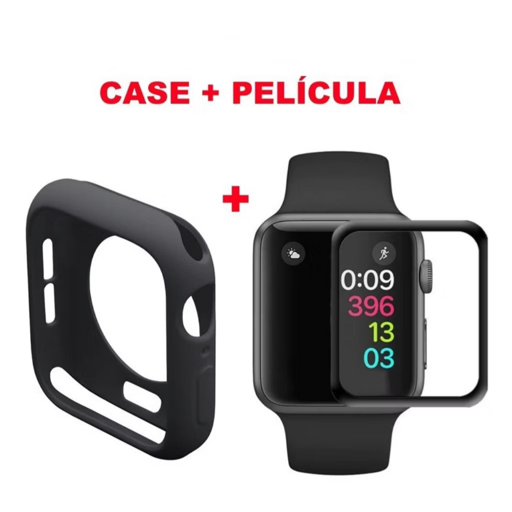 Capa Anti Impacto Para Apple Watch 1 2 3 4 5 6 7 SE e Iwo  6 7 8 Pro + Película Ceramica 3D