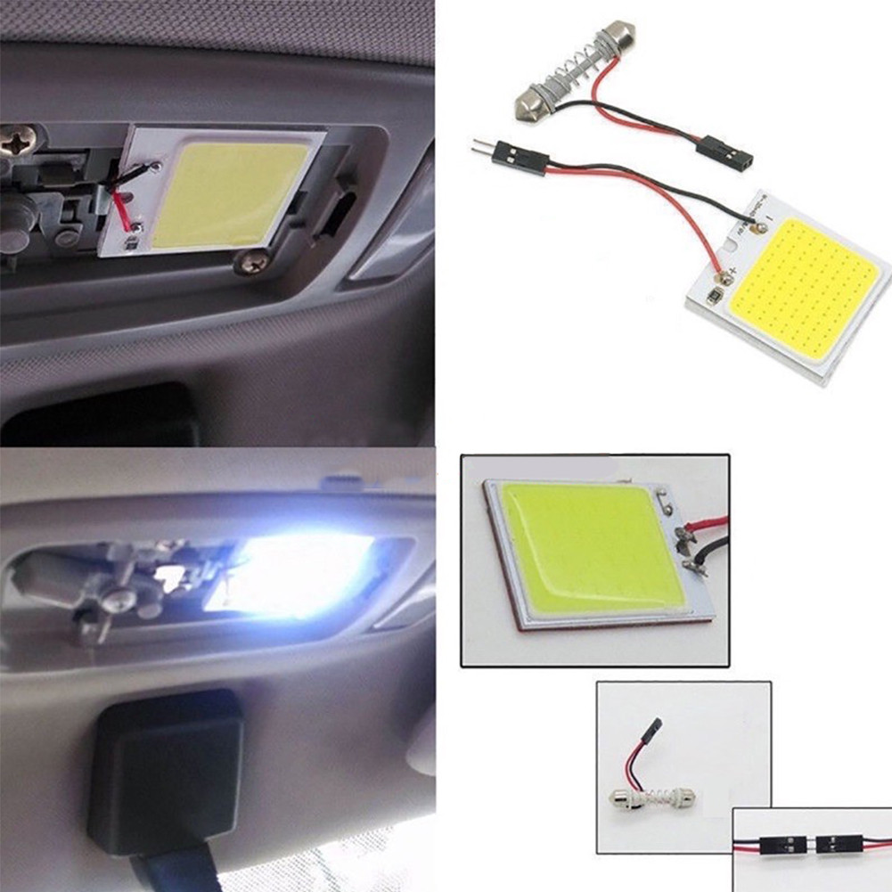 Luz de Interior de Carro LED COB - Lâmpada de Teto Universal com Adaptador Festoon T10 para Teto e Cabine