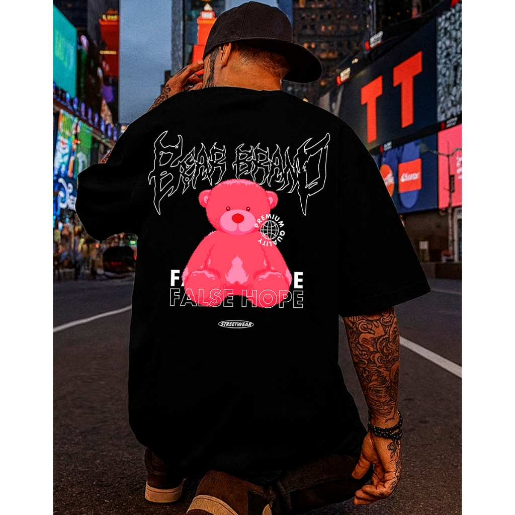 Camiseta Streetwear Oversized Bear Brand Style Estampa Camisa Premium Alta Qualidade Unissex T-shirt