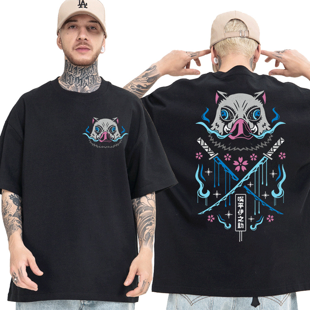 Oversized Camiseta Japonesa Anime Demon Killer Beast Fitness Algodão Verão