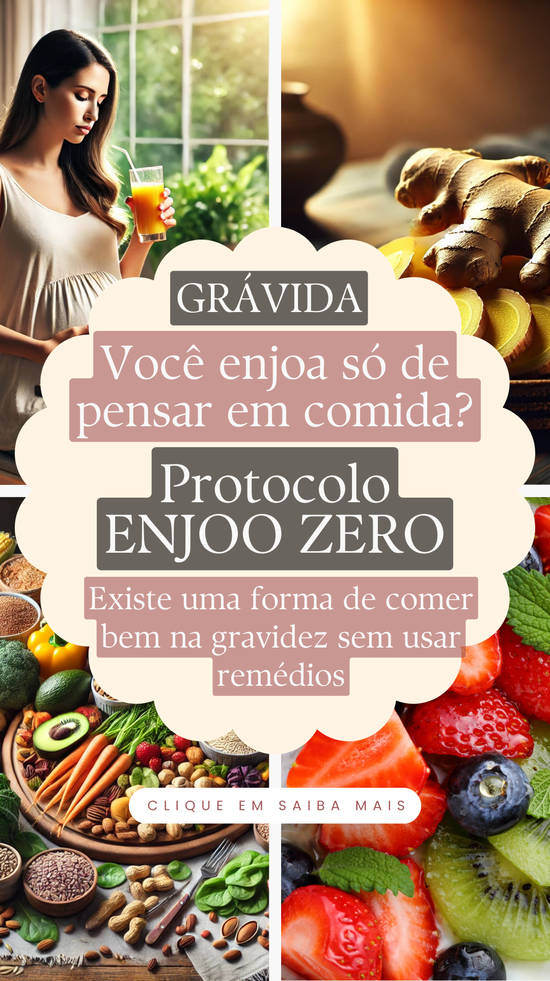Elimine as náuseas e vômitos na gestação em até 7 dias com o Protocolo ENJOO ZERO e recupere a sua disposição. Sem restrições absurdas ou dietas malucas