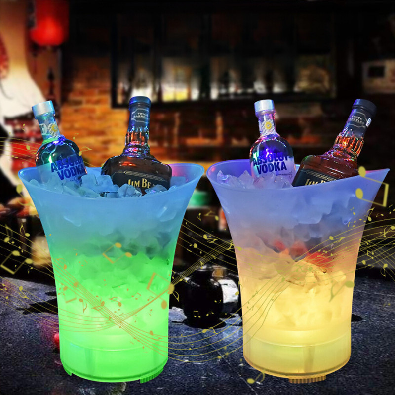REAL.STORE.INFINITY. Balde de Gelo LED com Bluetooth Speaker, Balde de Gelo Cerveej Vinhh, Bebida Recipiente, Multi Color Changing, Home Bar, Grande Capacidade, 5L