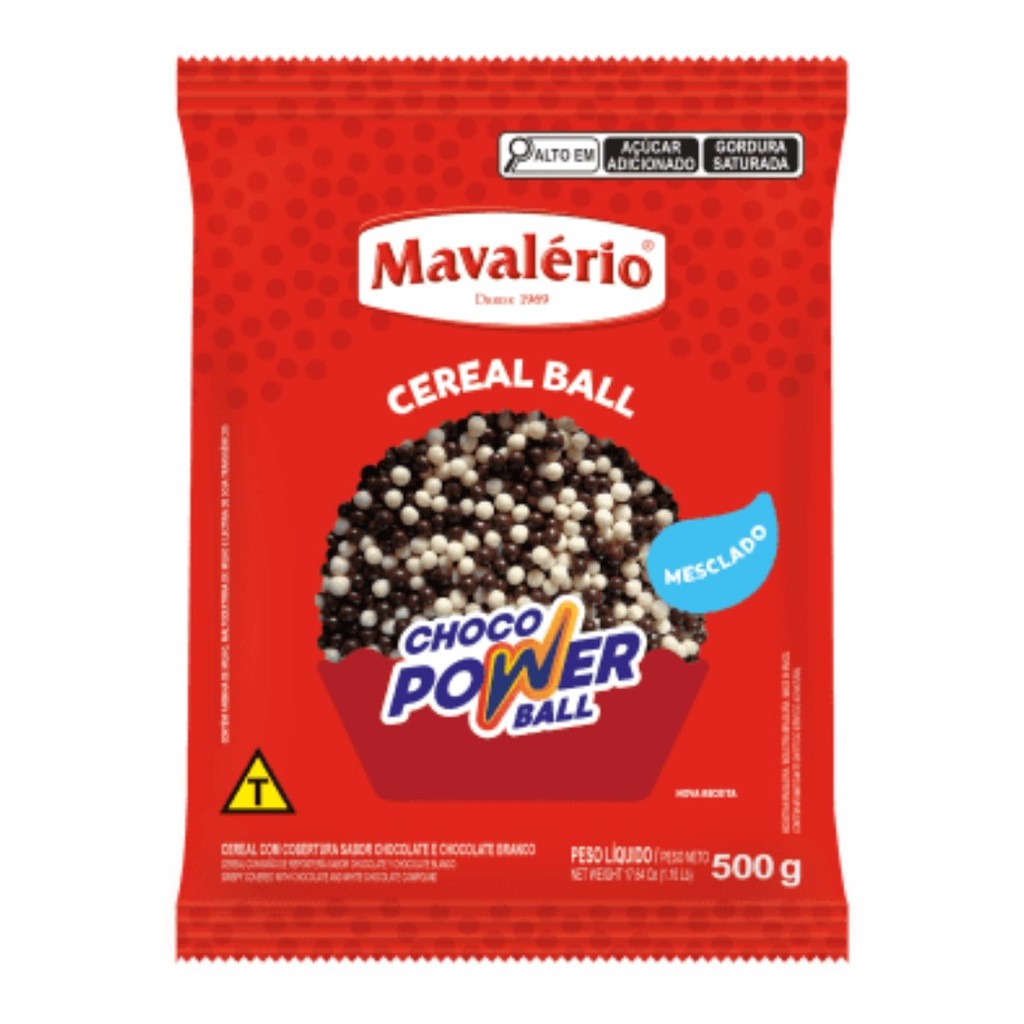 CHOCOLATE POWER BALL MINI AO LEITE E BRANCO 500 GR MAVALERIO