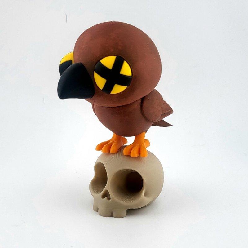 Decoração Kawaii Estátua Corvo com Caveira 3D  Gótica Horror