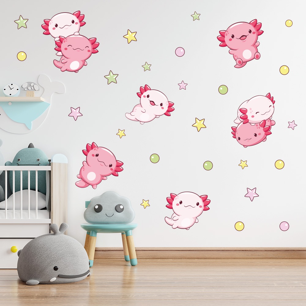 Adesivo de Parede Infantil Axolote Kawaii Quarto Menina Menino Decoração Bebê - 365adn
