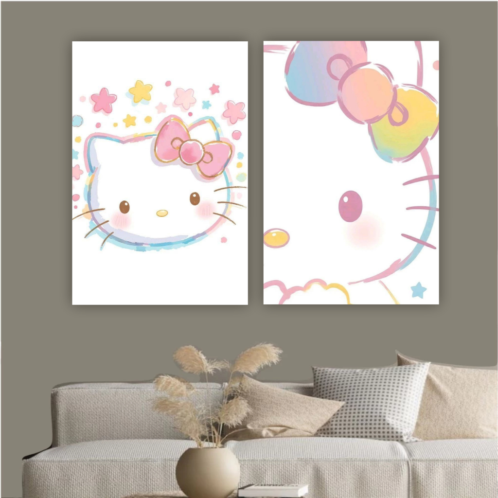 Quadro decorativo fofo hello kitty gata bicho infantil sanrio cute decoração kawaii para quarto sala