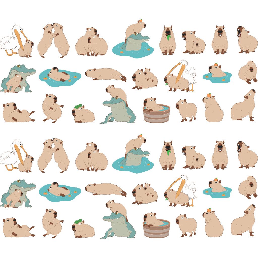 Kit 50 Adesivos Fofo Capivara Meme Capybara Papelaria Kawaii Decoração fácil para cadernos, livros