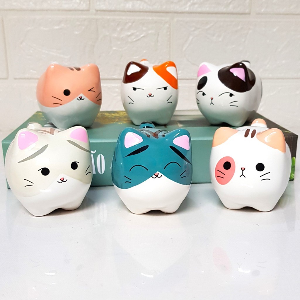 Mini Gato de Porcelana Gatinhos Enfeites Colecionáveis, Decoração Kawaii Oriental