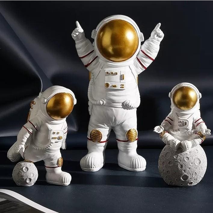 3 Astronautas para Decoração Estilosa e Divertida Kawaii Espaço Sideral e Lua Kit com 3 Peças