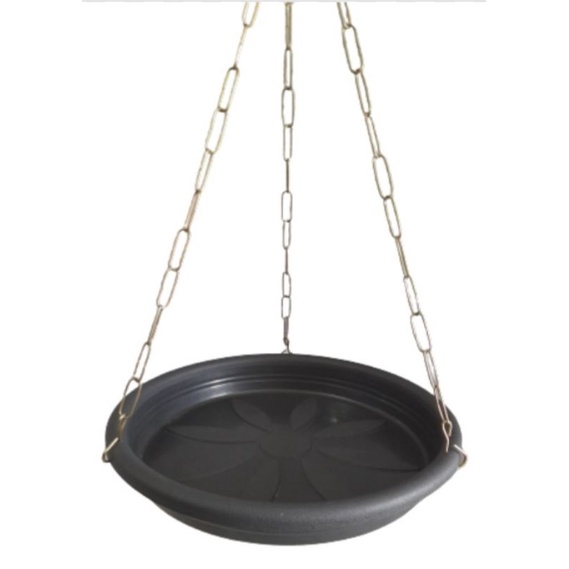 2 Pratos para vaso de xaxim,preto  24,5 cm com corrente metal 44cm