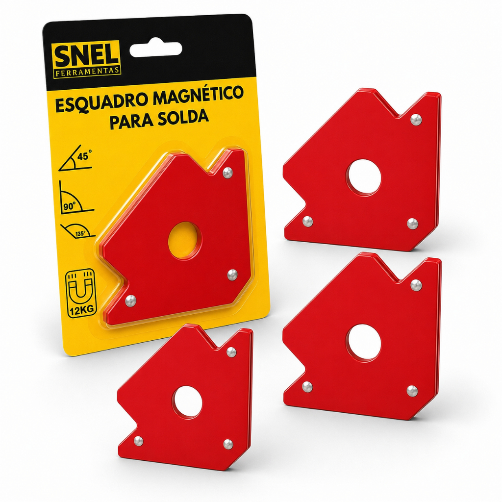 Kit 4 Esquadros Magnéticos Para Solda 12kg 45° 90° 135° Serralheria Snel