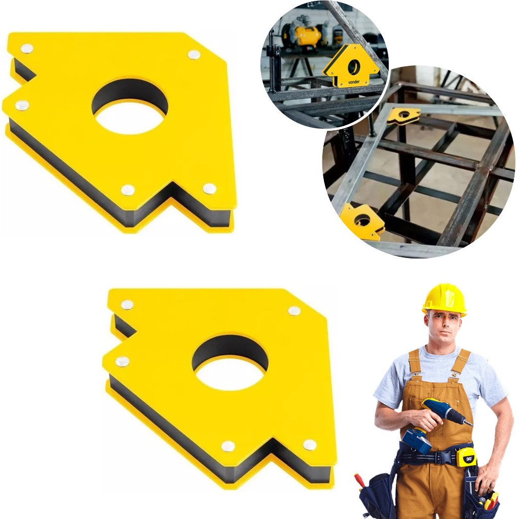 Kit 2 Esquadro Magnético P/ Solda E Montagem Industrial 35kg