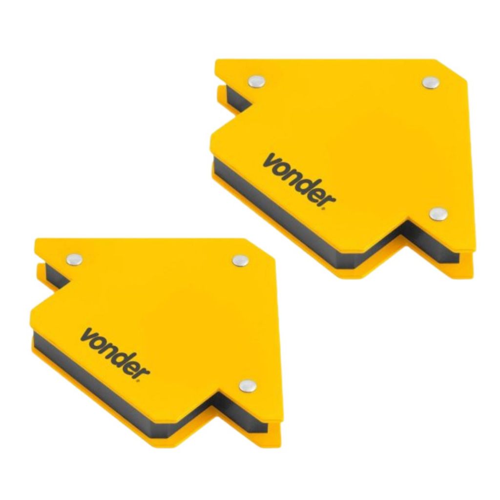 Kit 2 Esquadros Magnético Para Solda Marca Vonder Suporta até 10Kg Ponteamento Cor Amarelo
