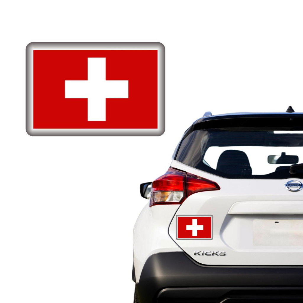 Kit Com 02 Adesivos em alto relevo resinado Suíça Switzerland