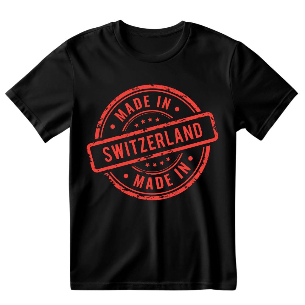 Camiseta Infantil e Adulto Made in Switzerland Suiça blusa unissex 100% Algodão Envio Imediato