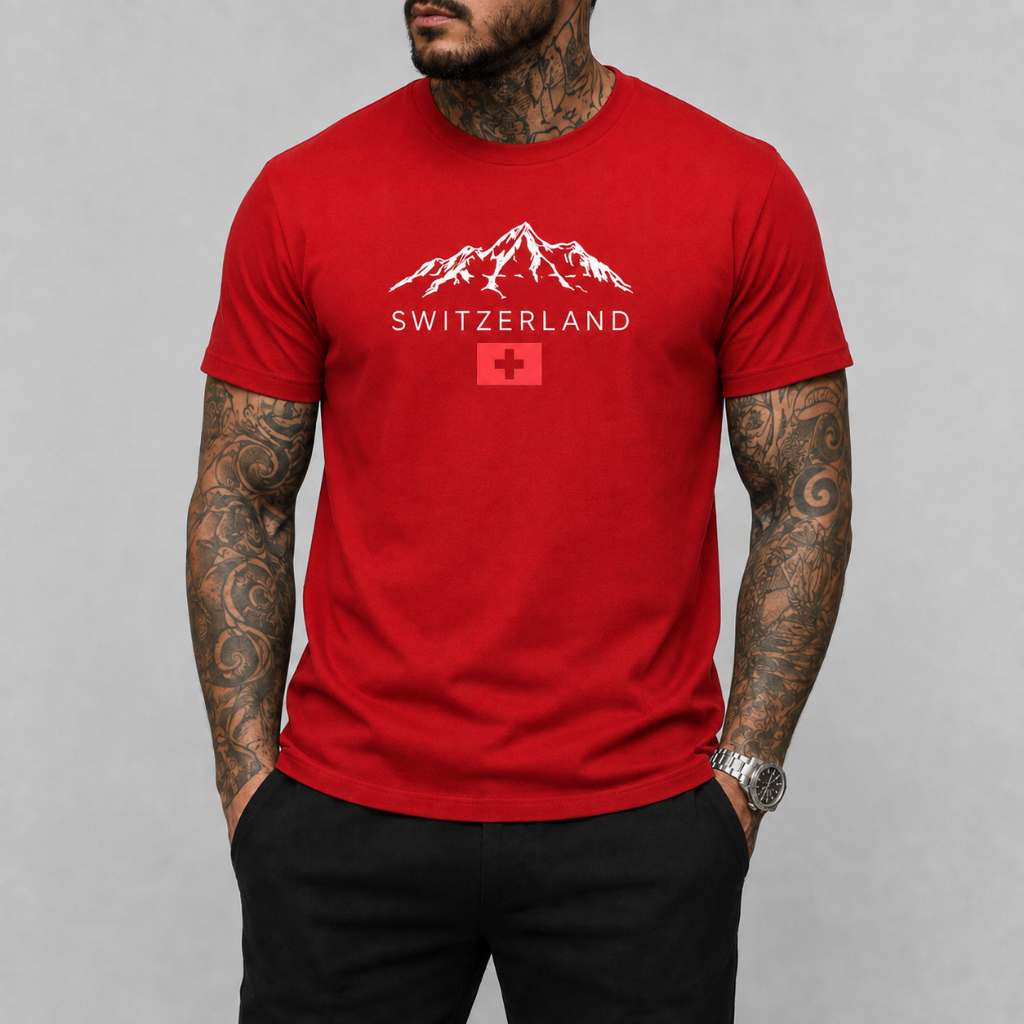 Camiseta Streetwear Switzerland Estampado Masculina Estilosa 100% algodão Leve Confortável