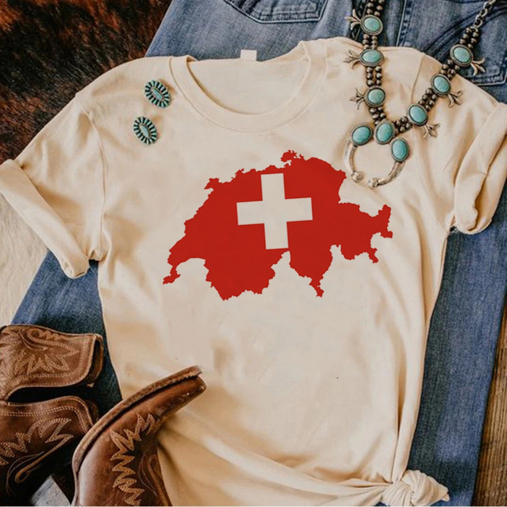 Camiseta Básica Unissex Switzerland Mapa Da Suiça